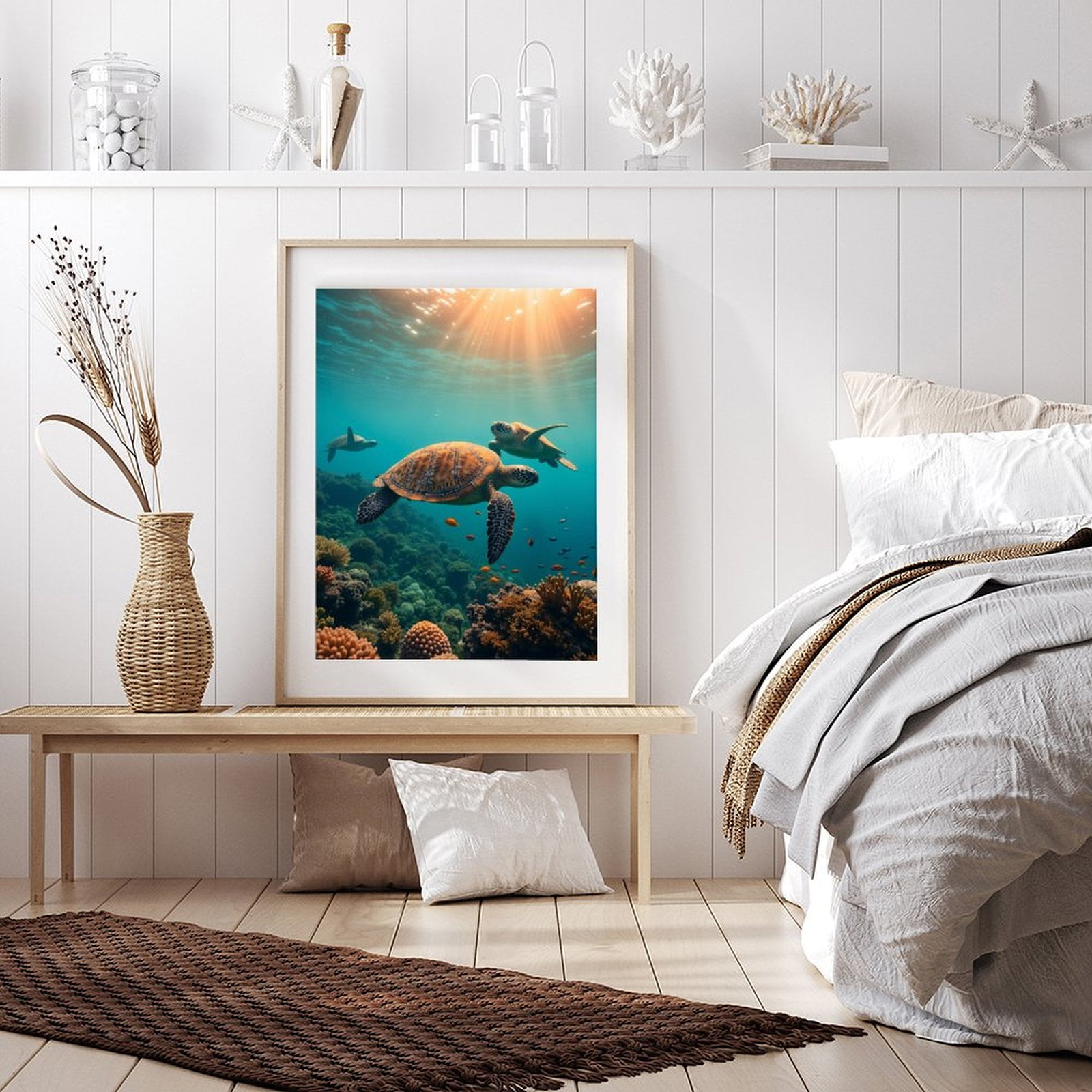 Diamond Art Kit for Adults, Sea Turtles Swimming Coral Reef Sunlight Diamond Painting for Adults Beginners, DIY Diamond Art Painting Kits, 5D Diamond Painting Crafts for Home Decor 12x16 Frameless