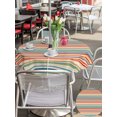thumbnail image 6 of Outdoor Tablecloth with Umbrella Hole Zipper Boho Colorful Striped Round Tablecloth 60" Waterproof Outside Table Cloth Vintage Stripes Farmhouse Line Patio Table Cover Tablecloths for Picnic Party, 6 of 8