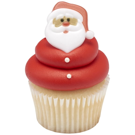 CakeDrake Santa Claus Cupcake Rings 24 Ct, Festive Holiday Cupcake Toppers for Christmas Desserts, Reusable Plastic Rings for Cupcakes Cookies and Treats