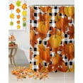 thumbnail image 5 of Fall Thanksgiving Shower Curtains for Bathroom, Maple Leaf Pumpkin Black White Plaid Waterproof Fabric Shower Curtain for Bathroom Bathtub Decoration, Machine Washable, 54x"78", 5 of 9
