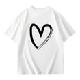 thumbnail image 5 of AWZXDE Kids Girls Letter Printed Short Sleeve T Shirt Oversized Casual Crewneck Tee With Heart Design For Valentine Day girls t shirts White，11-12 Years, 5 of 6