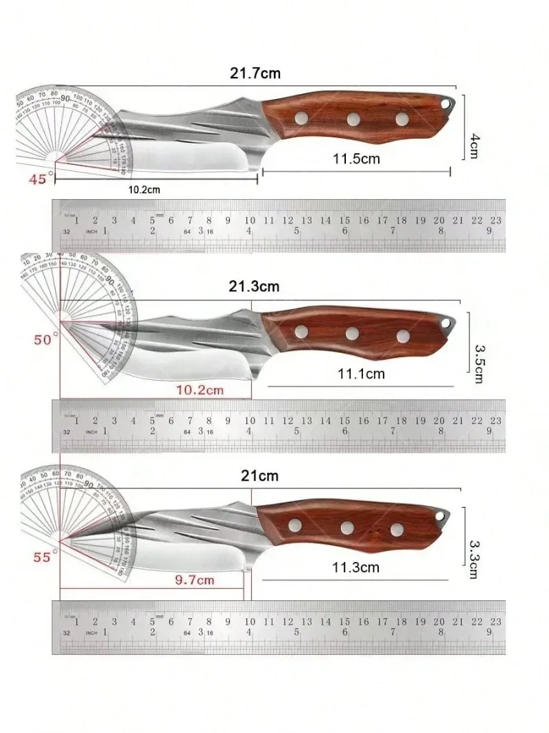 3Pcs Hunting Knife Set with Sheath, 5Cr15MoV Stainless Steel Fixed Blade Knives with Rosewood Handle, Outdoor Camping Survival Cleaver for Men, Ideal Camping & Hunting Gift