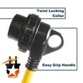 thumbnail image 4 of Journeyman-Pro 30A RV Power Extension Cord TT30 Locking Female (Safety Yellow), Black Grip Handle w/Power Indicator - 15, 25, 50 Feet Length 125V - 30 AMP, TT-30P to TT-30R(Twist Lock), (50 Feet) …, 4 of 6