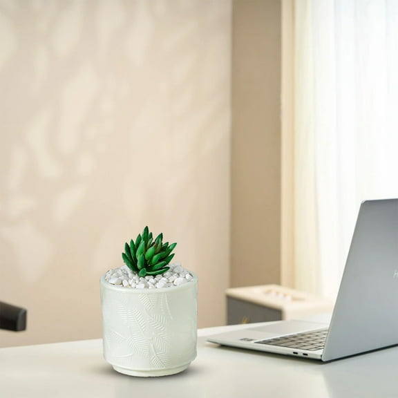 Blueek Imitation Glazed Plastics Flower Vase, 4x4x3 In, Unbreakable Ceramic Look Vase for Home Decor, Arranging Bouquets,White