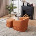 thumbnail image 4 of DUOSONG Swivel Barrel Chair With Ottoman, Swivel Accent Chairs Armchair For Living Room, Reading Chairs For Bedroom Comfy, Round Barrel Chairs With Black Metal Base (Orange) Orange Linen, 4 of 11