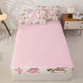 thumbnail image 4 of Homewish Western Cowgirl Zipper Twin Comforter Sets with Fitted Sheet and 2 Pillowcases For Girls,Personalized Initial A Zipper Bedding Set,Pink Reversible,4-Piece, 4 of 7