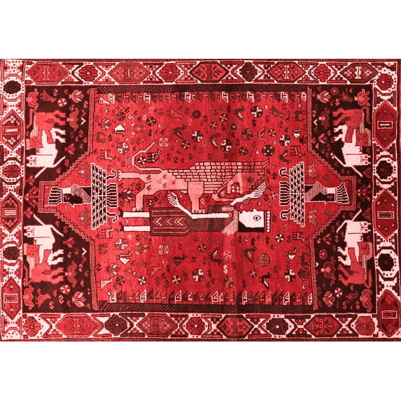 Ahgly Company Indoor Rectangle Animal Red Traditional Area Rugs, 2' x 5'