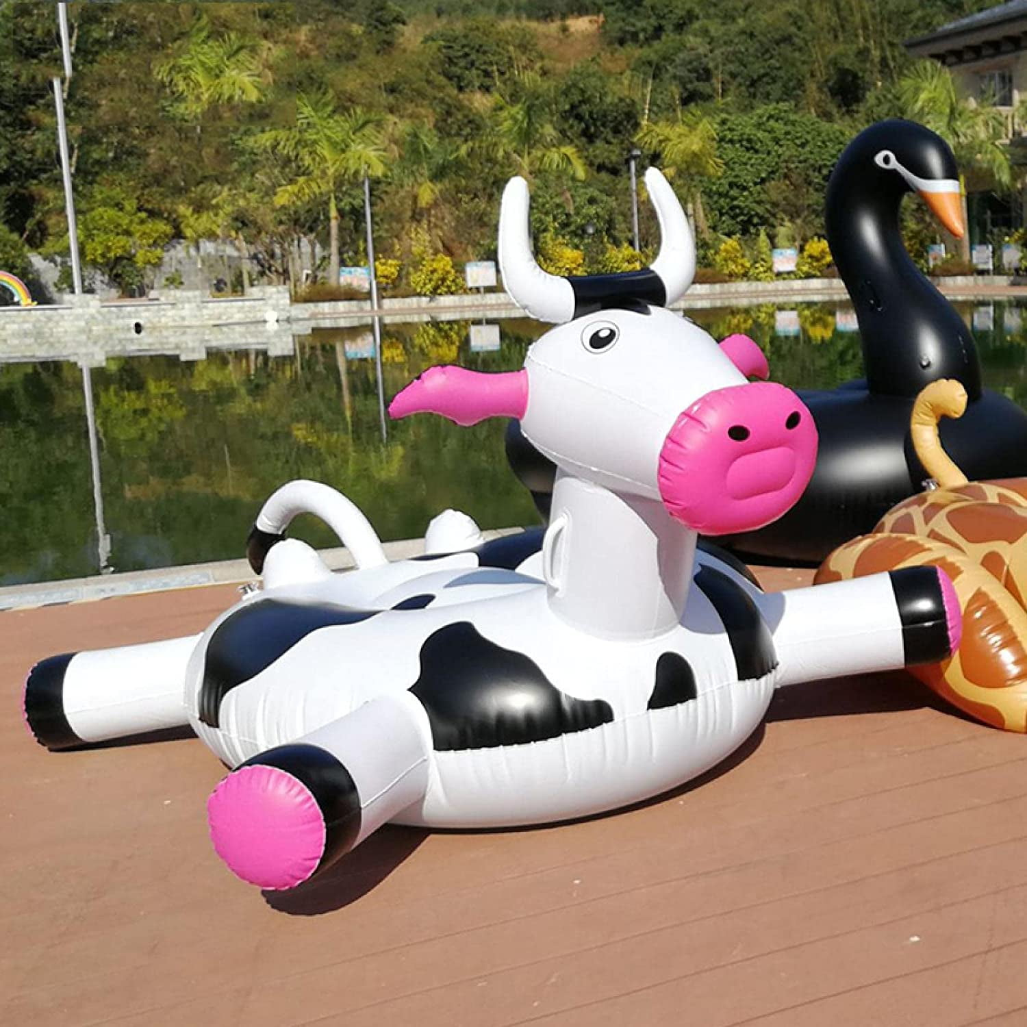 BigMouth Inc Giant Cow Pool Float - Inflatable Lounging Raft With Backrest For Summer Pool Party 1 thumbnail image