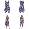 thumbnail image 3 of Xixirimido Pink Hibiscus Palm Leaf Print Couples Matching Vacation Outfits Men's Breathable Short Sleeve Shirt & Women's Irregular Hem Dress Coordinated Summer Wear for Dating, 3XL, 3 of 7