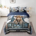 thumbnail image 2 of Homewish Farm Highland Cow 7-Piece Twin Bedding Sets,Farmhouse Highland Cattle Bedding Comforter Set,Blue Brown White Sheet Sets For Girl Boys,Ultra Soft Home Decor Reversible, 2 of 8