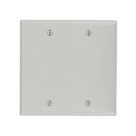 Leviton 87025 2-Gang No Device Blank Wallplate, Standard Size, Thermoset, Box Mount, Gray