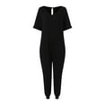 thumbnail image 5 of Baqcunre Jumpsuits for Women Women Solid Color V Neck Jumpsuits Half Sleeve Long Rompers Beam Foot Baggy Overalls Pants Jumpsuits for Women Dressy One Piece Jumpsuits for Women, 5 of 7