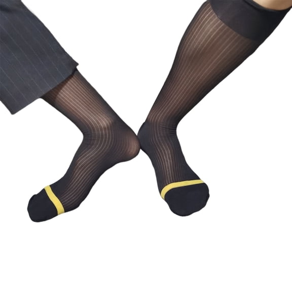 Yokua Mens Business Soft Nylon Sheer Dress Socks Summer Thin See Through Stockings