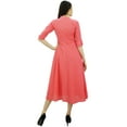 thumbnail image 4 of Bimba Robe en Coton pour Femmes Manches Retroussables Col Mandarin Boutonnée Mi-Mollet Robe Chemise, 4 of 8