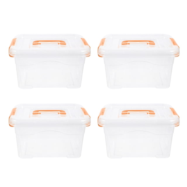 Caja organizadora de escritorio de 4 piezas, caja de almacenamiento portátil para juguetes diversos con tapa y asa.
