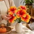 thumbnail image 4 of Artificial Silk Hibiscus Flowers Bouquet Faux Tropical Floral Stems for Living Room Table Vase Centerpiece, 4 of 7
