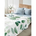 thumbnail image 4 of Twin Size Flat Sheet Only, Eucalyptus Leaves Soft Brushed Microfiber Bed Sheets, Spring Botanical Pastoral Green Hotel Quality Breathable Bedding Top Sheet, Easy Care, 66"x96", 4 of 9