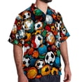 thumbnail image 2 of Football Men's Short Sleeve Hawaiian Poplin Shirt - Casual Printed Button Down Summer Beach Shirt for Men, 2 of 6