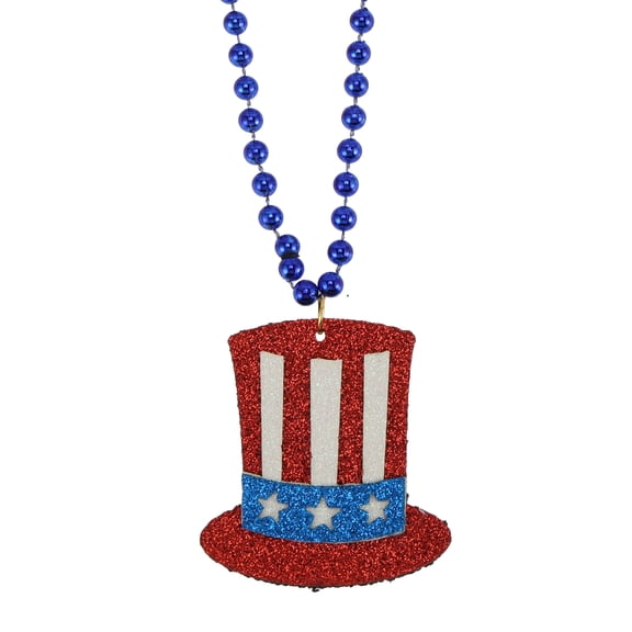 Unique Bargains 4th of July Beaded Necklaces Patriotic Bead Pendant Necklace with Hat American Flag for Independence Day Party Favors Supplies Decorations