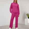 thumbnail image 3 of Aihuaihua Womens 2 Piece Outfits Sweatsuit Set 2025 Fall Drawstring Sweatshirt Wide Leg Sweatpant Lounge Sets Casual Tracksuit Matching Plus Size RD2, 3 of 6
