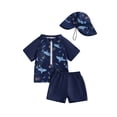 thumbnail image 1 of Gupgi Maillot de Bain Garçon 3 Pcs Été Imprimé Requin Manches Courtes Fermeture Éclair + Short + Chapeau, 1 of 9