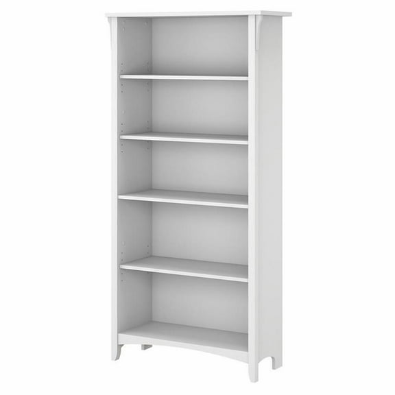 Bowery Hill Tall 5 Shelf Bookcase in Pure White and Shiplap Gray