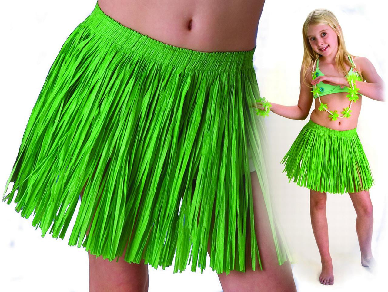 Luau Party Hula Girl Genuine Raffia Grass Hula Skirt, Natural, Large 36IN  Waist