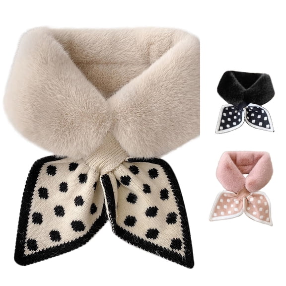 AWZXDE Winter Women Knitted Pattern Collar Warm Scarf Stylish Versatile Neck Warmer Khaki
