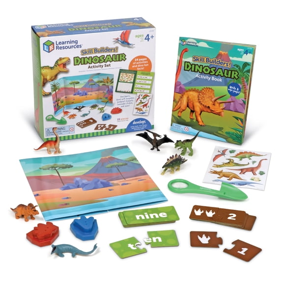Learning Resources Skill Builders! Dinosaur Activity Set,22 Pieces, Ages 4 , Preschool Learning Activities, Preschool Science, Preschool Activity Book ,Dinosaur toys, Dino toys, Jurassic toys