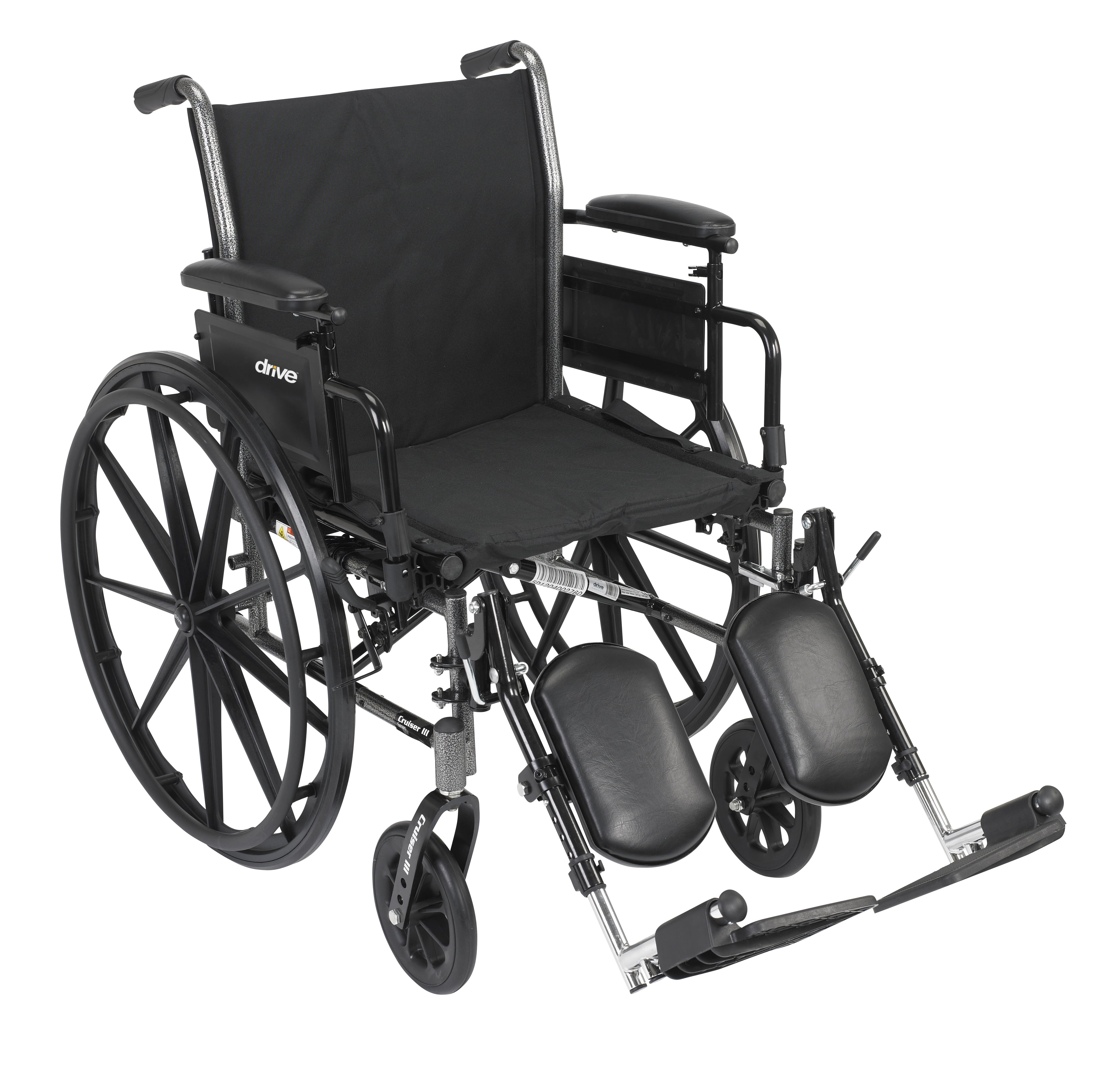 Drive Medical Cruiser III Light Weight Wheelchair with Flip Back Removable Arms, Adjustable Height Desk Arms, Elevating Leg Rests, 18"