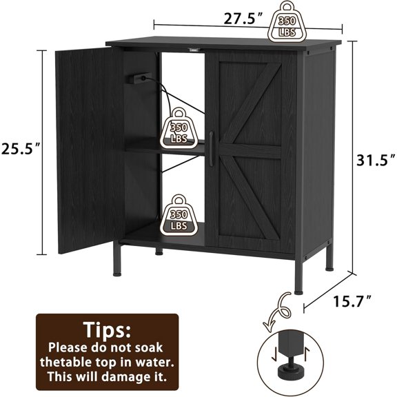 Outlets & Storage Cabinet, Aquarium Stand for Fish Tank, Turtle Tank & Reptile Terrarium, 350 lbs Capacity
