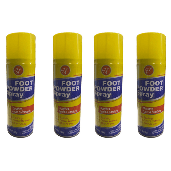 Foot powder spray soothes, cools & comforts help control wetness, fights odor all day 4.8oz each Pack of 4