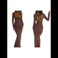 thumbnail image 3 of Vestidos Largos Casuales Básicos Elegantes de Otoño con Cuello Cuadrado y Larga para Mujer Marrón M, 3 of 7