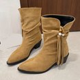 thumbnail image 6 of Wowcloth Women's Fashion Casual British Style Low-Heel Tassel Pointed-Toe Ankle Boots – Sleek Design with Arch Support for Everyday Wear, 6 of 6