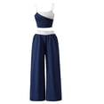 thumbnail image 4 of Girls Outfits Size 8-9Y Breathable Contrast Color Design Camisole and Solid Wide Leg Pants 2 Piece Girls Clothes, 4 of 5