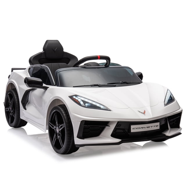 GloryStar 12V Kids Ride on Car, Licensed Corvette Battery Powered for Toddlers, Remote Controlled, Visual Dashboard, Features LED Lights and Music for Fun Play
