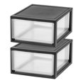 thumbnail image 1 of IRIS USA Stackable Storage Drawer, Plastic Drawer Organizer with Clear Doors for Pantry, Bedroom, Closet, Desk, Kitchen, Home and Office De-Clutter, Store Under-Sink, Shoes and Crafts - Black, 2 Pack, 1 of 15