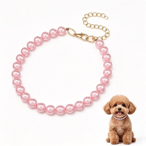 Pearl Dog Collar Chunky Adjustable Necklace 11.81 In for Jewellery Accessories (Pink)