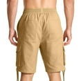 thumbnail image 3 of YUGYXL Drawstring Cargo Shorts for Men Stretch Waist Summer Camping Shorts Wide Leg Shorts Going Out Hiking Shorts Khaki XL, 3 of 7