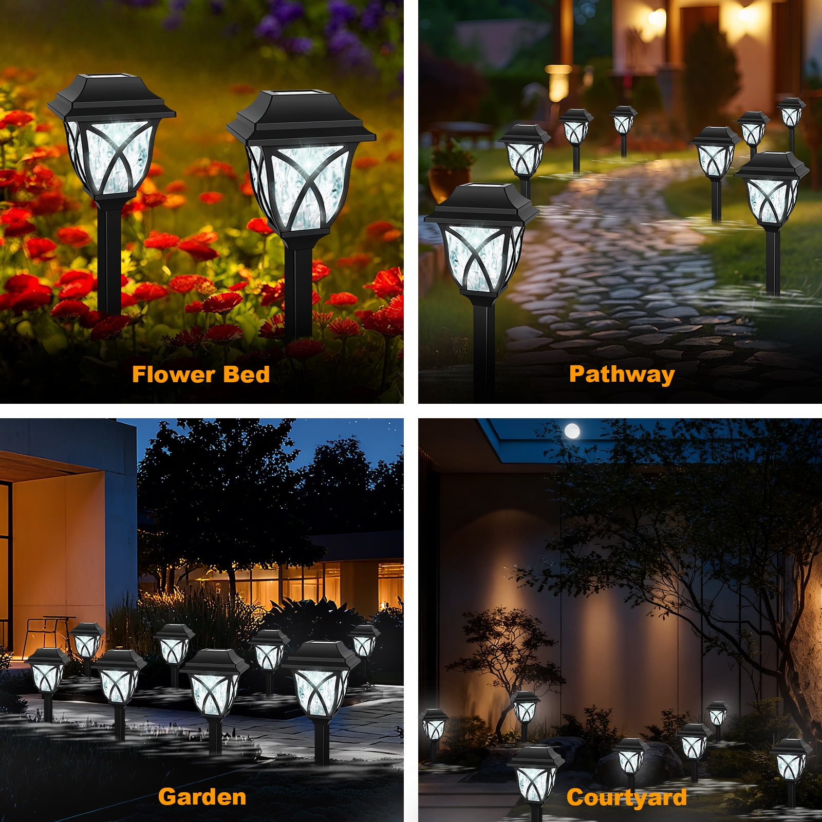 TopZoo Solar Lights Outdoor Pathway, 6 Pack Solar Garden Stake Lights for Yard Patio Walkway Planter Pool, LED Waterproof, Cool White