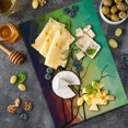 thumbnail image 5 of Modern Cutting Board, Birds on Branch with Geometrical Abstract Rainbow Colored Sharp Lines Backdrop Print, Decorative Tempered Glass Cutting and Serving Board, Large Size, Multicolor, by Ambesonne, 5 of 5