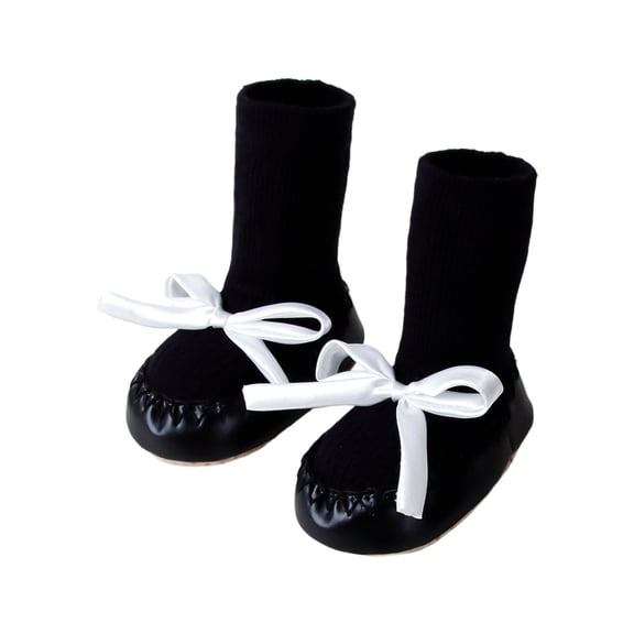 JAJAHO Baby Girls Socks Shoes Toddler Walking Shoes High-Top With Cute Bowknot Design For Kids Girl 1-3T Versatile Shoe