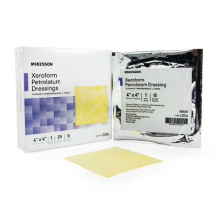 Xeroform Petrolatum Dressing McKesson 2206 4 X 4 Inch Gauze Bismuth Tribromophenate Sterile. Box of 25.