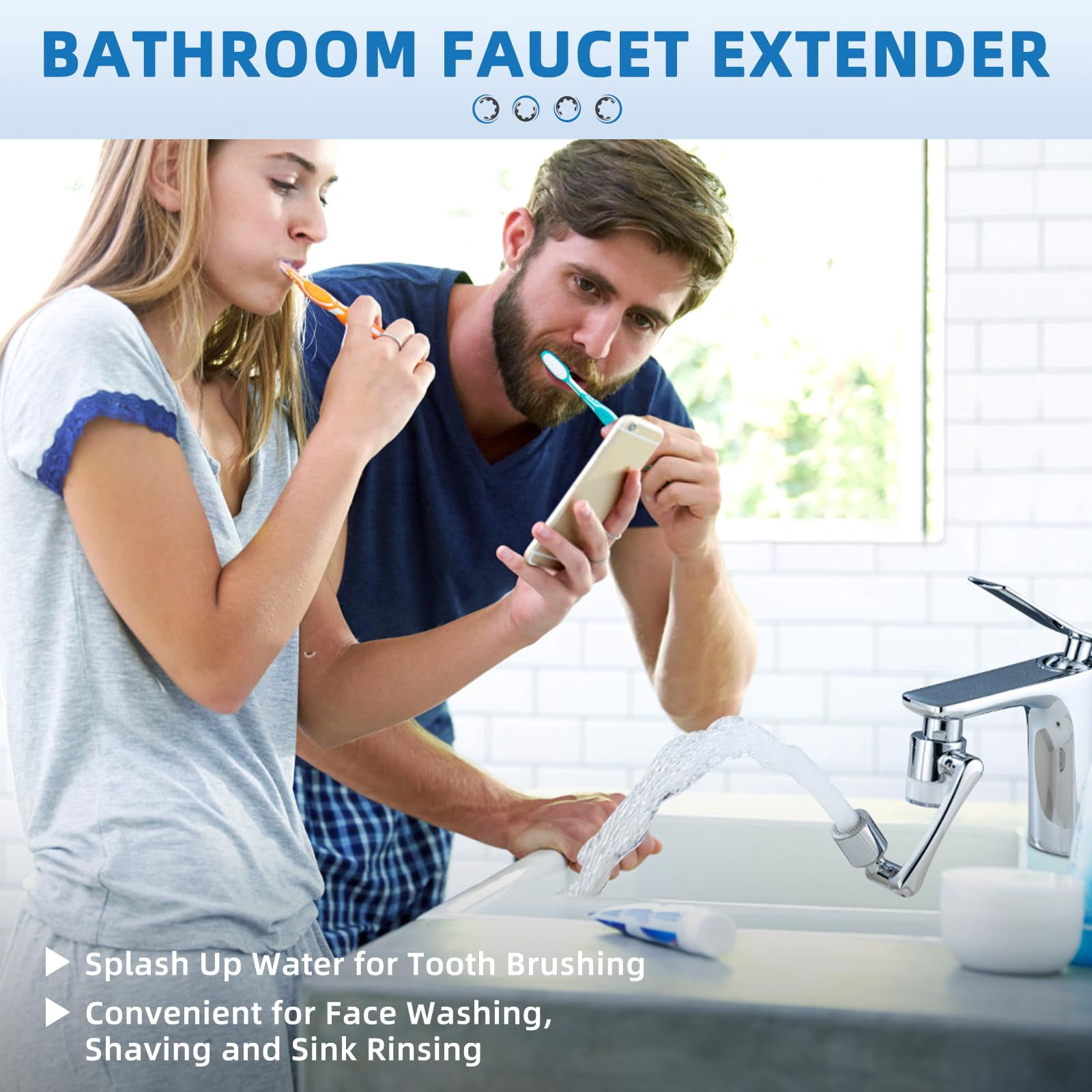 Water-filter For Sink-faucet Extender-aerator - 9pcs Cartridges Reduce Chlorine Bathroom/kitchen Skin Face Eye Wash Brass Faucet Mount Purifier System 1080°rotating 2-mode Swivel Aerator