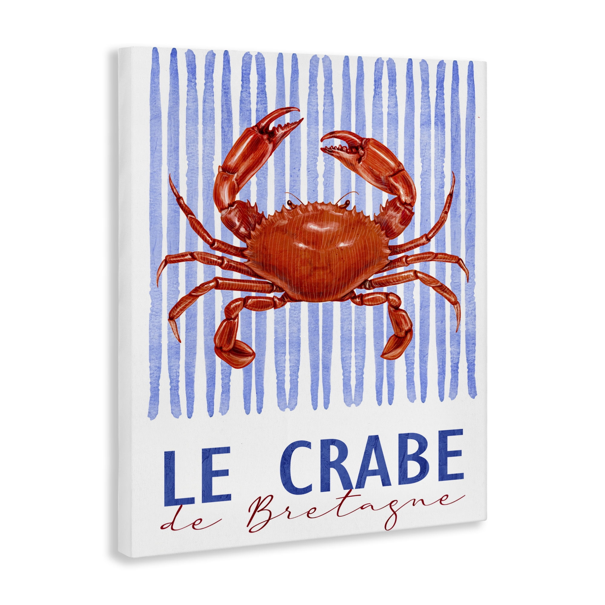 Stupell Industries Le Crabe Nautical Stripes Canvas Wall Art, design by Kim Allen