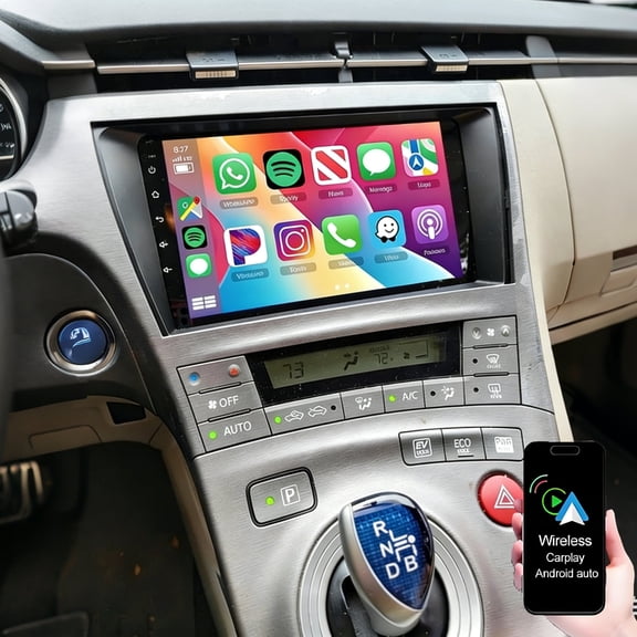 Dexico Car Stereo Radio for Toyota Prius 2010-2015 with Wireless Carplay Android Auto - 9" IPS Touchscreen Car Head Unit with GPS Bluetooth WiFi FM/RDS SWC Mirror Link Backup Camera - 4G 64G