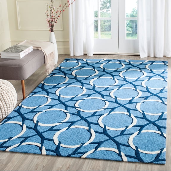 SAFAVIEH Four Seasons Vinal Floral Polyester Area Rug, Blue/Ivory, 3'6" x 5'6"