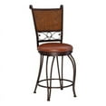 thumbnail image 5 of Linon Big & Tall 24" Indoor High Back Copper Stamped Round Metal Counter Stool, Bronze/Warm Rust Faux Leather, 5 of 11
