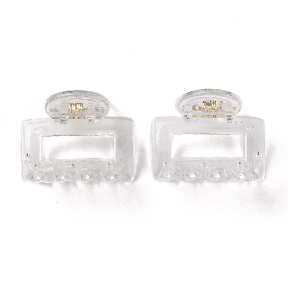 50pcs Plastic Claw Hair Clips No-Slip Grip Jaw Hair Clip with Golden Iron Findings Rectangle Clear 32x40x37.5mmDIY