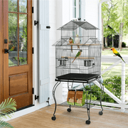 Yaheetech 55.1''H Rolling Metal Bird Cage with Detachable Stand,Black